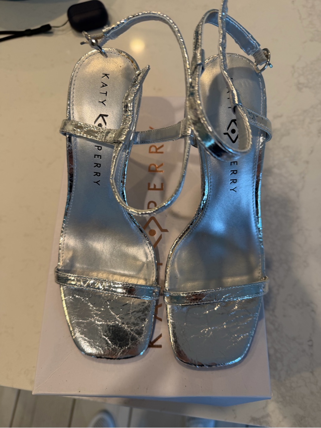 Katy Perry Collections Silver Metallic Strappy Heels